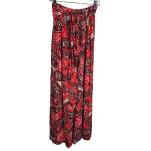 Free People Women's Bohemian Floral Pasley Print Wide Leg Dress Pants S